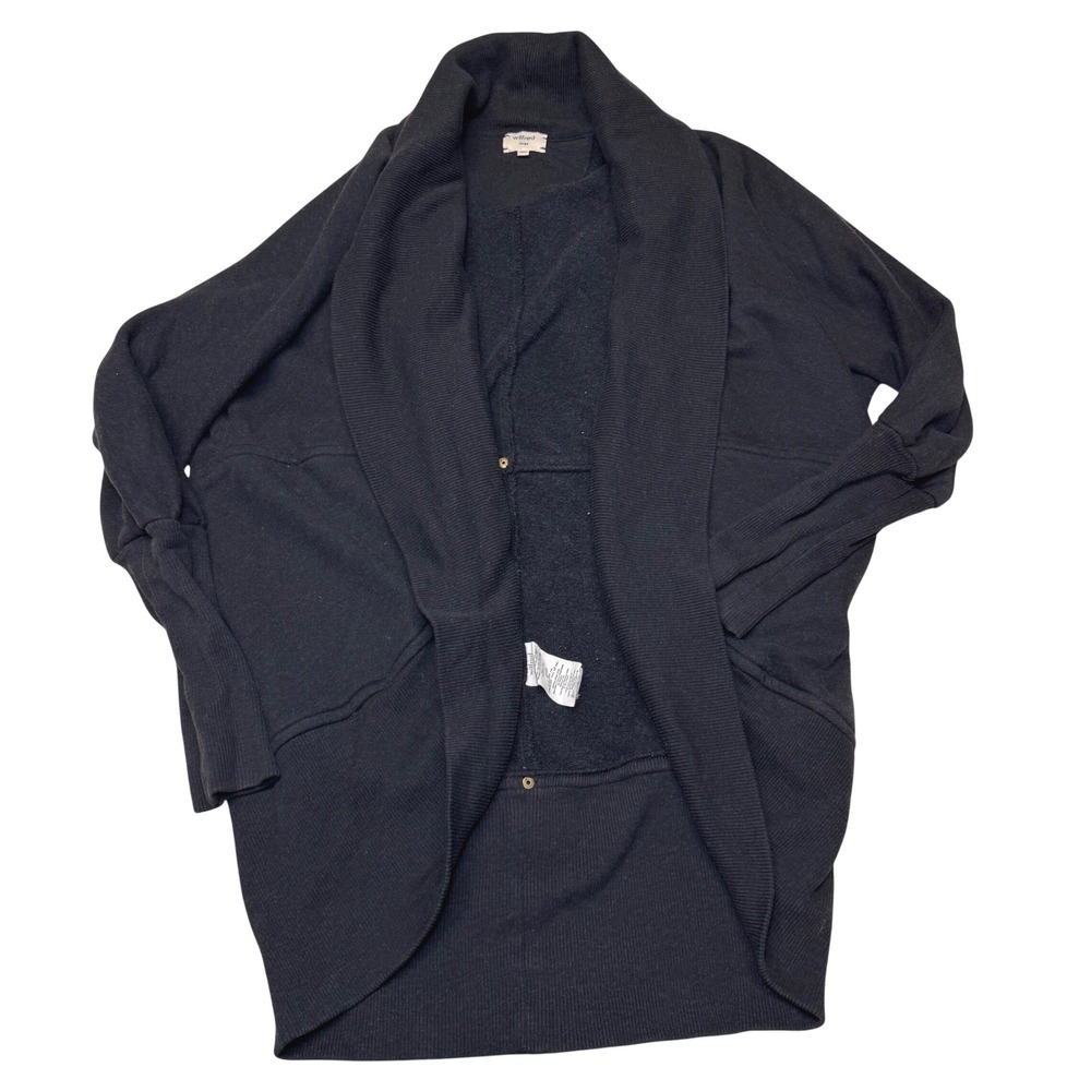 Wilfred Aritzia Black Cocoon Cardigan Shawl Collar Cotton Modal Large MWC25